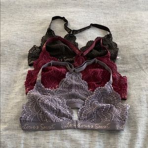 Victoria’s Secret Lace Racerback Bralette Set of 3